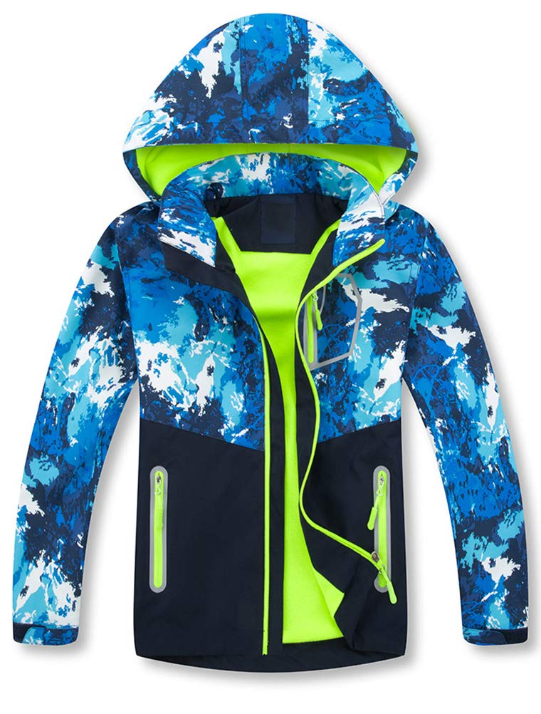Mallimoda Boys Girls Rain Jacket Lightweight Raincoats Waterproof Hooded Windbreaker for Kids Style 1 Green 7-8 Years - Image 1
